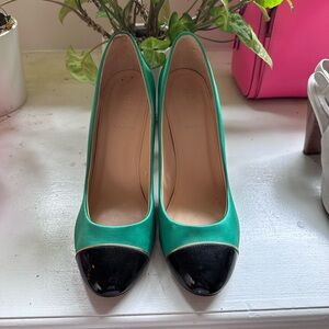 J. Crew Green and Black Heels